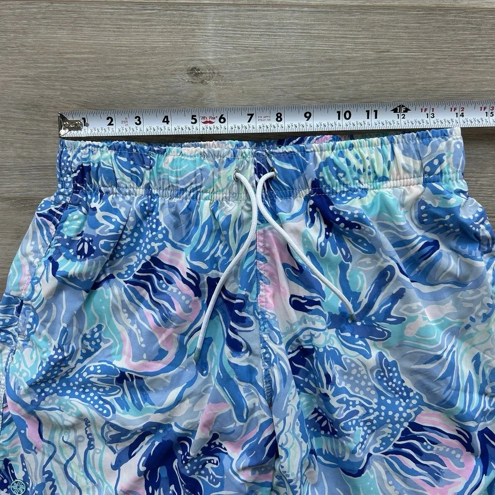 Lilly Pulitzer Small Capri Trunk Ocean‎ View Saltwater View Blue Shade Stretch